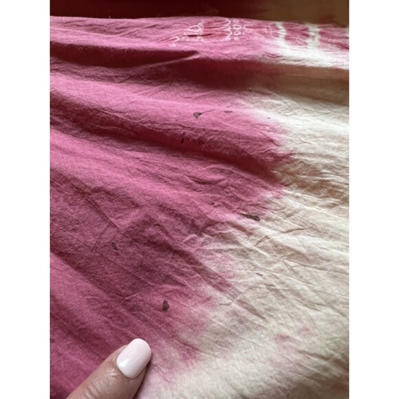 Solitaire Tie Due Maxi Skirt Flowy Pink Green  Boho Hippie Comfort Waist Size L - Picture 8 of 8